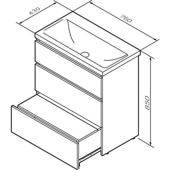 Тумба напольная с раковиной Am.Pm Gem S 75 см M91FSX0752GM, графит матовый - фото 13