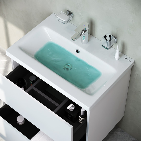 Тумба подвесная с раковиной Am.Pm Gem 60 см M90FHX06022WG, белый глянец, Цвет фасада: белый - фото, картинка 8 Тумба подвесная с раковиной Am.Pm Gem 60 см M90FHX06022WG, белый глянец, Цвет фасада: белый - фото 8