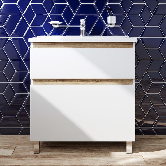 Тумба напольная с раковиной Am.Pm X-Joy 80 см M85AFSX0802WG, белый глянцевый - фото 2