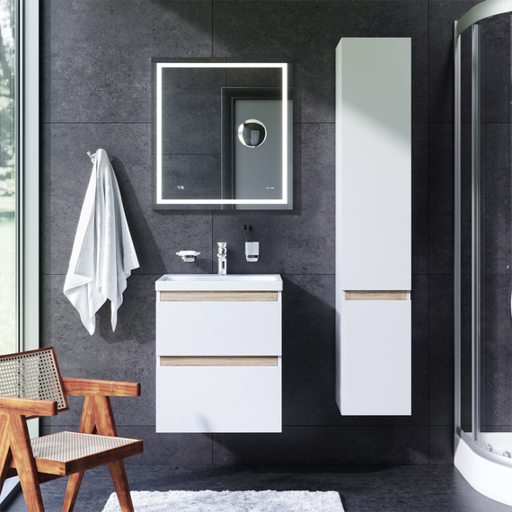 Тумба подвесная с раковиной Am.Pm X-Joy 55 см M85AFHX0552WG, белый глянцевый, Цвет фасада: белый - фото, картинка 6 Тумба подвесная с раковиной Am.Pm X-Joy 55 см M85AFHX0552WG, белый глянцевый, Цвет фасада: белый - фото 6