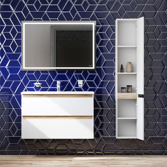 Тумба подвесная с раковиной Am.Pm X-Joy 100 см M85AFHX1002WG, белый глянцевый, Цвет фасада: белый - фото, картинка 6 Тумба подвесная с раковиной Am.Pm X-Joy 100 см M85AFHX1002WG, белый глянцевый, Цвет фасада: белый - фото 6