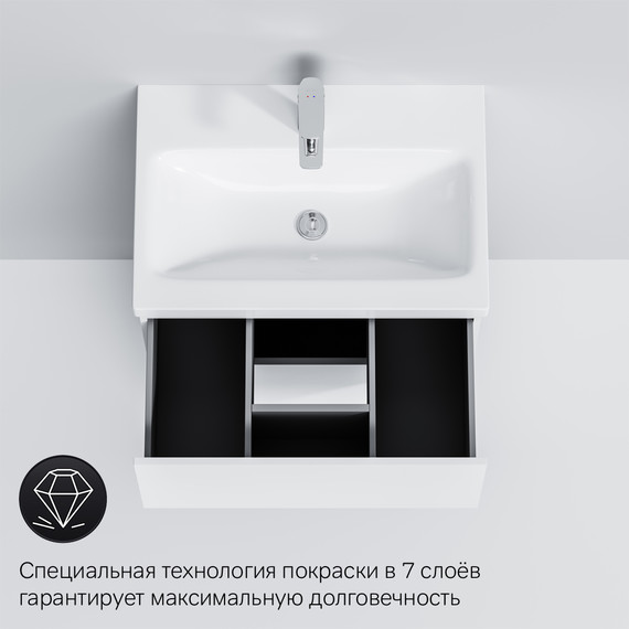 Тумба напольная с раковиной Am.Pm Gem 60 см M90FSX06022WG32, белый глянцевый, Цвет фасада: белый - фото, картинка 8 Тумба напольная с раковиной Am.Pm Gem 60 см M90FSX06022WG32, белый глянцевый, Цвет фасада: белый - фото 8