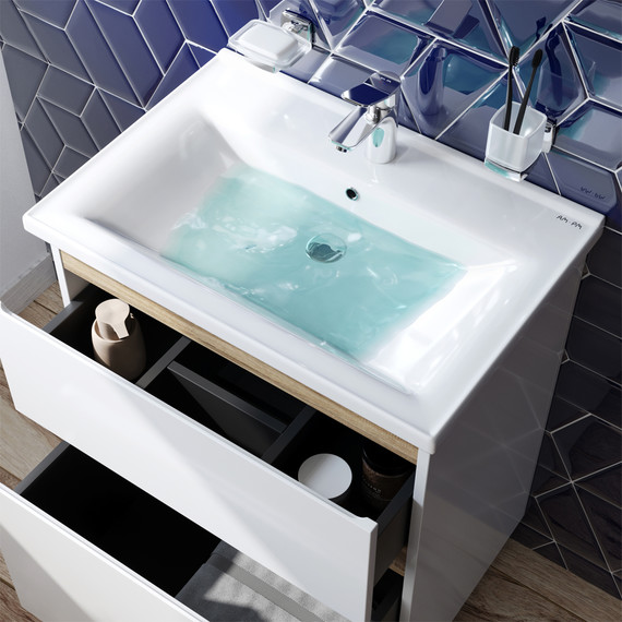 Тумба напольная с раковиной Am.Pm X-Joy 65 см M85AFSX0652WG, белый глянцевый - фото, картинка 5 Тумба напольная с раковиной Am.Pm X-Joy 65 см M85AFSX0652WG, белый глянцевый - фото 5