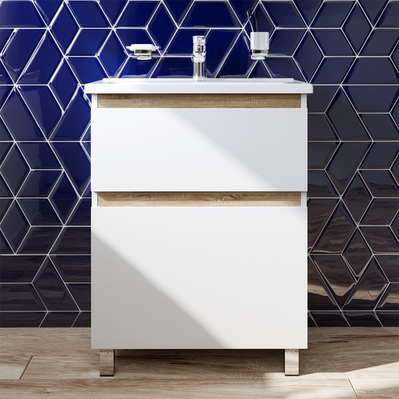 Тумба напольная с раковиной Am.Pm X-Joy 65 см M85AFSX0652WG, белый глянцевый - фото, картинка 2 Тумба напольная с раковиной Am.Pm X-Joy 65 см M85AFSX0652WG, белый глянцевый - фото 2