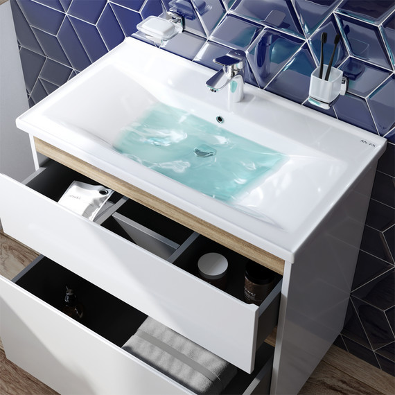 Тумба напольная с раковиной Am.Pm X-Joy 80 см M85AFSX0802WG, белый глянцевый - фото 5