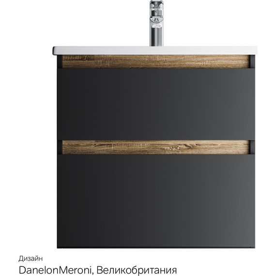 Тумба подвесная с раковиной Am.Pm X-Joy 65 см M85AFHX0652BM, черный матовый, Цвет фасада: чёрный - фото 10