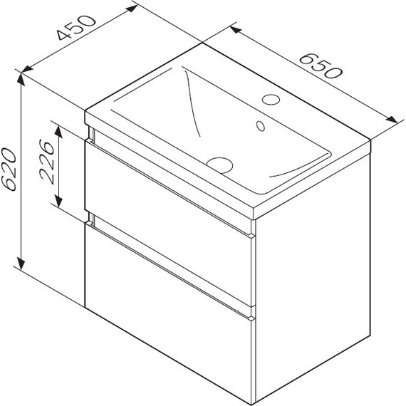 Тумба подвесная с раковиной Am.Pm X-Joy 65 см M85AFHX0652BM, черный матовый, Цвет фасада: чёрный - фото 15