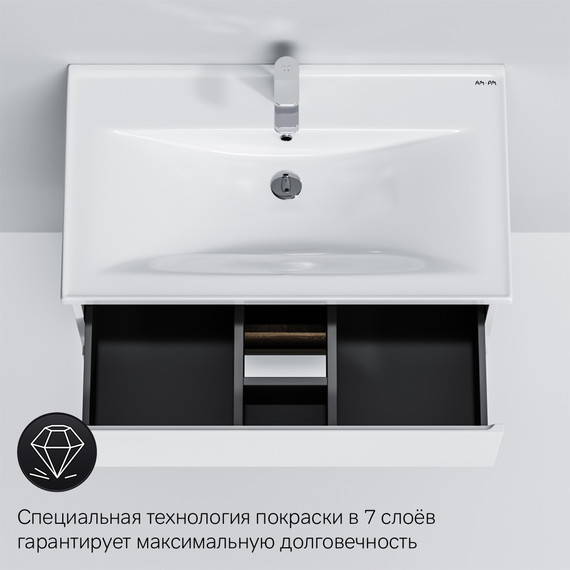 Тумба подвесная с раковиной Am.Pm X-Joy 80 см M85AFHX0802WG, белый глянцевый, Цвет фасада: белый - фото, картинка 8 Тумба подвесная с раковиной Am.Pm X-Joy 80 см M85AFHX0802WG, белый глянцевый, Цвет фасада: белый - фото 8