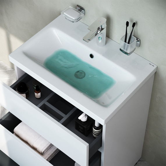 Тумба напольная с раковиной Am.Pm Gem S 60 см M91FSX0602WG, белый глянцевый, Цвет фасада: белый - фото 5