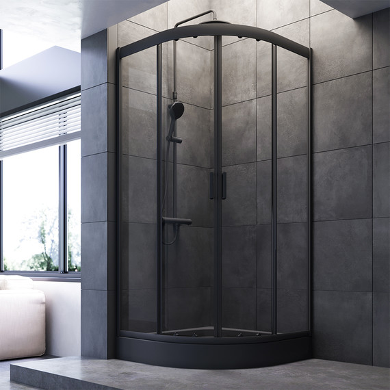 Душевое ограждение Am.Pm Gem 90x90 см W90G-401-090BT, черный/прозрачное - фото 2