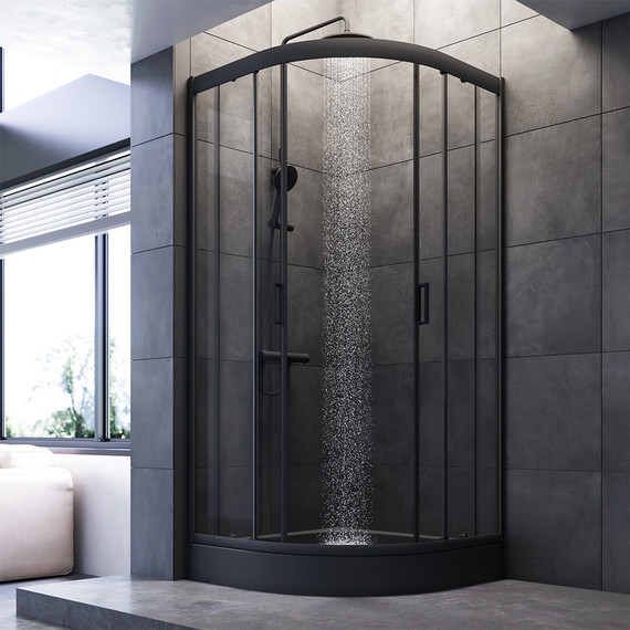 Душевое ограждение Am.Pm Gem 90x90 см W90G-401-090BT, черный/прозрачное - фото 3