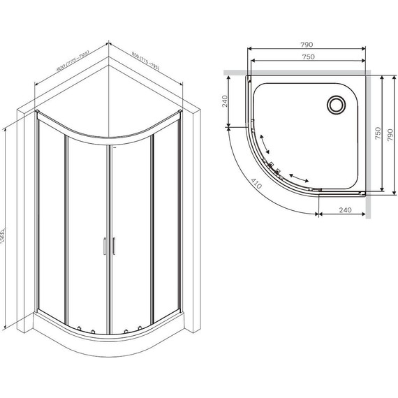 Душевое ограждение Am.Pm Gem 80х80 см W90G-401-080WT, серебро/прозрачное - фото 14