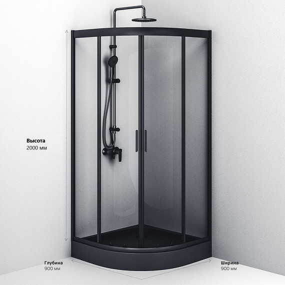Душевое ограждение Am.Pm Gem 90x90 см W90G-401-090BT, черный/прозрачное - фото 10