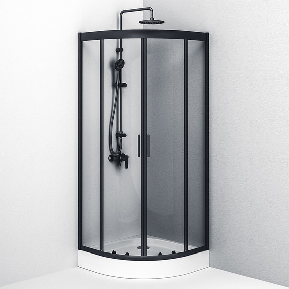 Душевое ограждение Am.Pm Gem 80x80 см W90G-401-080BT, черный/прозрачное - фото 5