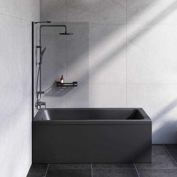 Шторка для ванны Am.Pm Gem 80х140 см W90BS-080-140BT (стекло 8 мм), черный/прозрачное - фото, картинка 3 Шторка для ванны Am.Pm Gem 80х140 см W90BS-080-140BT (стекло 8 мм), черный/прозрачное - фото 3