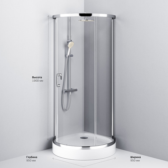 Душевое ограждение Am.Pm Like Round 95x95 см W83G-333-095CT, хром/прозрачное - фото 10