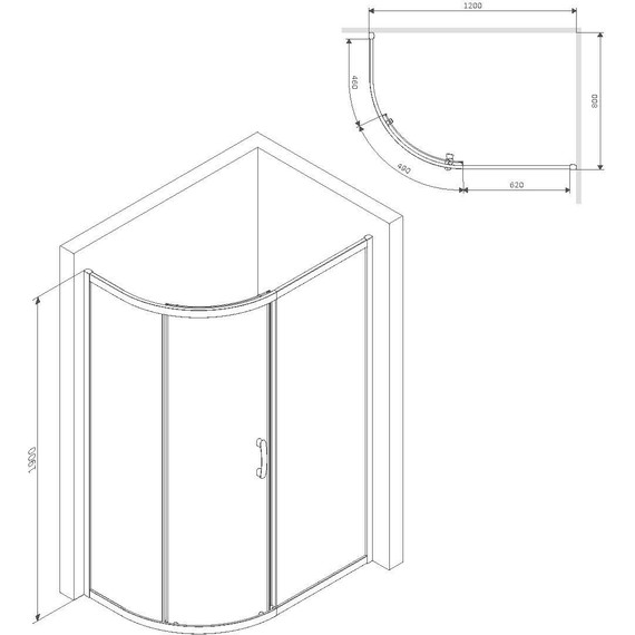 Душевое ограждение Am.Pm Like 120x80 см W83G-302U120CG, хром/тонированное - фото 9