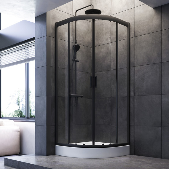 Душевое ограждение Am.Pm Gem 80x80 см W90G-401-080BT, черный/прозрачное - фото 2