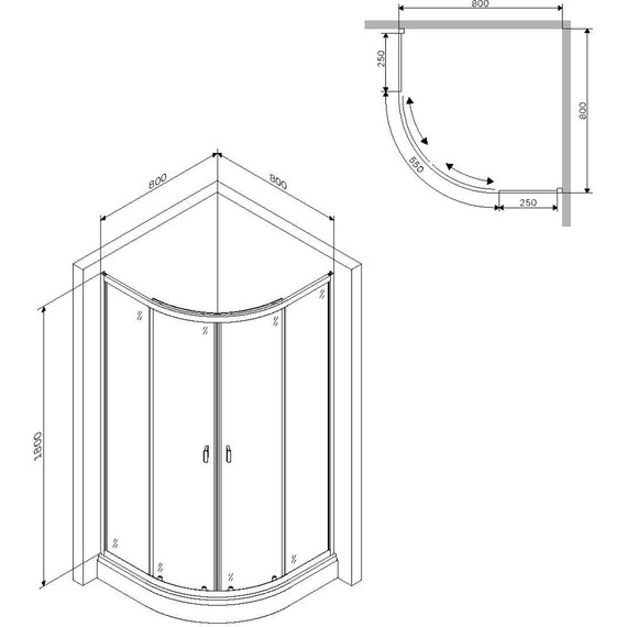 Душевое ограждение Am.Pm X-Joy Twin Slide 80x80 см W88G-205-080BT64, черный/прозрачное - фото 6