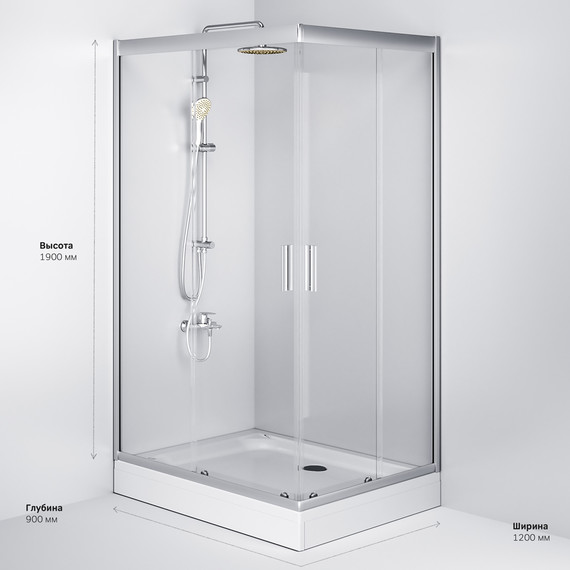 Душевое ограждение Am.Pm Gem Twin Slide 120x90 см W90G-404-120290-MT, хром/прозрачное - фото 10