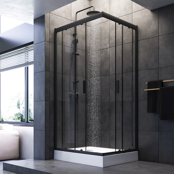 Душевое ограждение Am.Pm Gem 100х80 см W90G-404-100280-BT, чёрный/прозрачное - фото 3