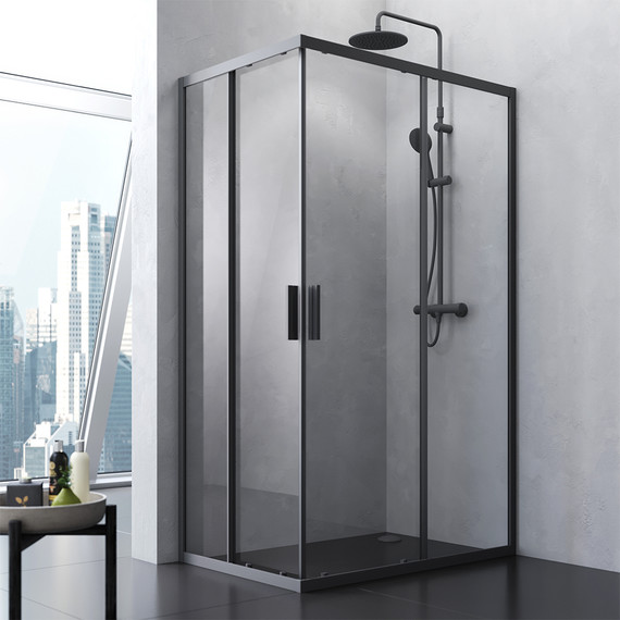 Душевое ограждение Am.Pm Gem S Twin Slide 120x80 см W93G-404-120280-BT, черный/прозрачное - фото 2