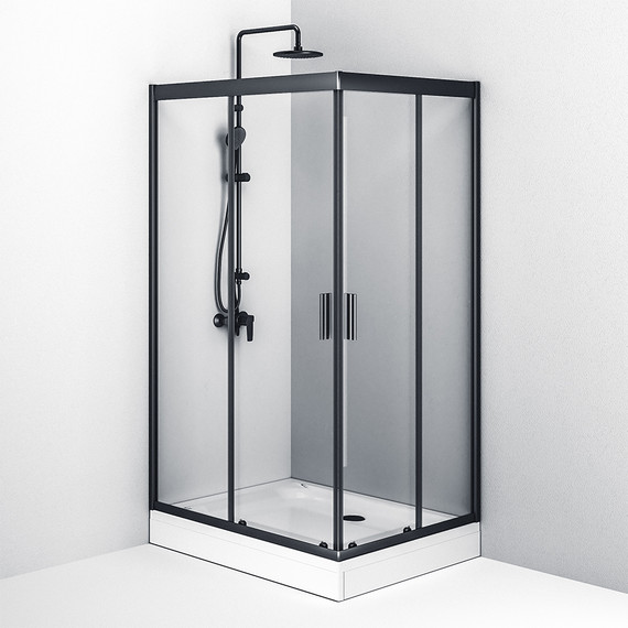 Душевое ограждение Am.Pm Gem Twin Slide 120x90 см W90G-404-120290-BT, черный/прозрачное - фото 5