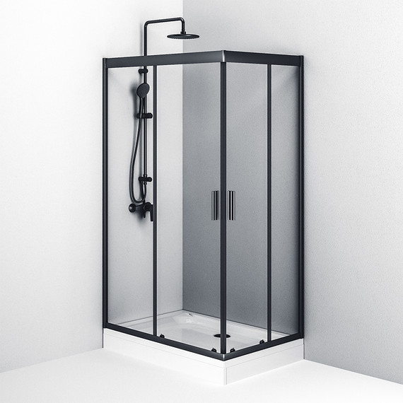 Душевое ограждение Am.Pm Gem Twin Slide 120x80 см W90G-404-120280-BT, черный/прозрачное - фото 5