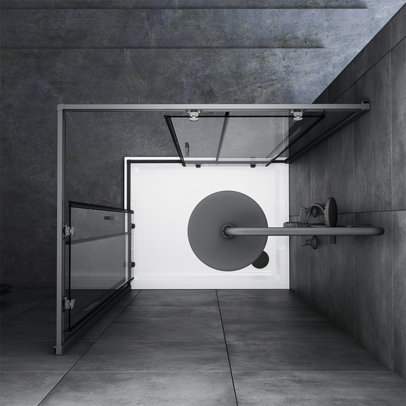 Душевое ограждение Am.Pm Gem S 100х80 см W93G-404-100280-BT, черный/прозрачное - фото 4