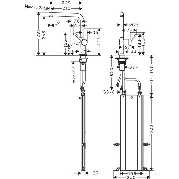 Смеситель для кухни Hansgrohe Talis M54 72809800, сталь - фото 7