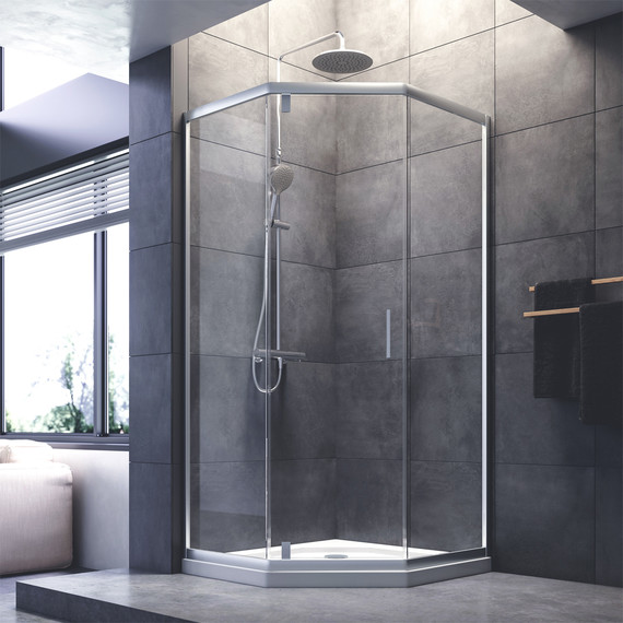 Душевое ограждение Am.Pm Gem 90x90 см W90G-405-090MT, хром/прозрачное - фото 2