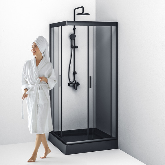 Душевое ограждение Am.Pm Gem Square Slide W90G-403-090BT, черный/прозрачное - фото 11