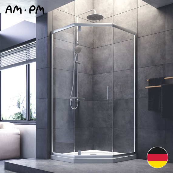 Душевое ограждение Am.Pm Gem 90x90 см W90G-405-090MT, хром/прозрачное - фото 13
