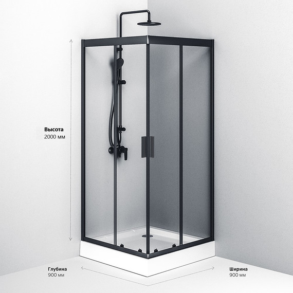 Душевое ограждение Am.Pm Gem Square Slide W90G-403-090BT, черный/прозрачное - фото 15