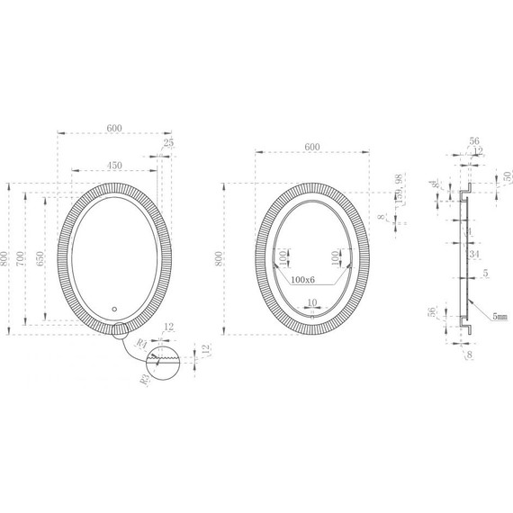 Зеркало Abber Stein 60 см AS6601, белый - фото 3