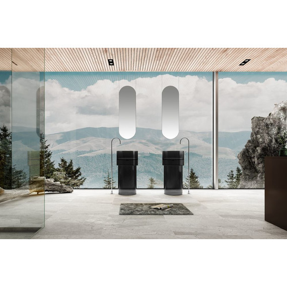 Раковина напольная прозрачная Abber Kristall 45 см AT2701Onyx, черный - фото 2