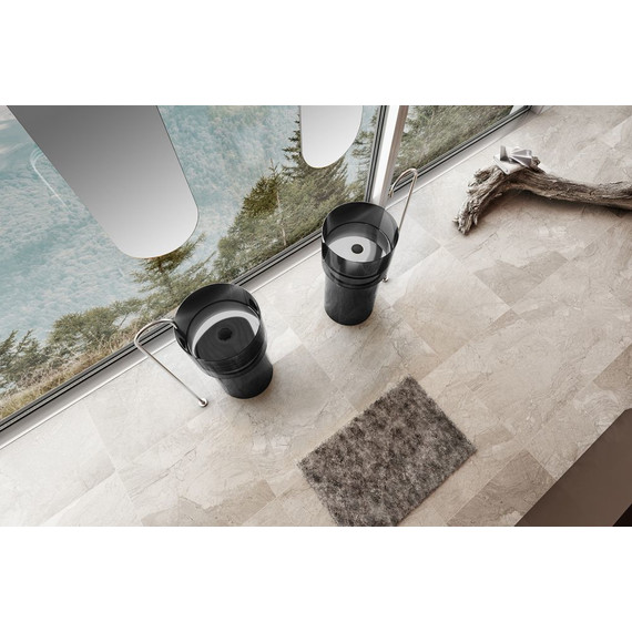 Раковина напольная прозрачная Abber Kristall 45 см AT2701Onyx, черный - фото 3