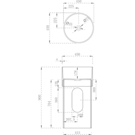 Раковина напольная прозрачная Abber Kristall 45 см AT2701Opal-H с техническим отверстием для монтажа у стены, красный - фото 3