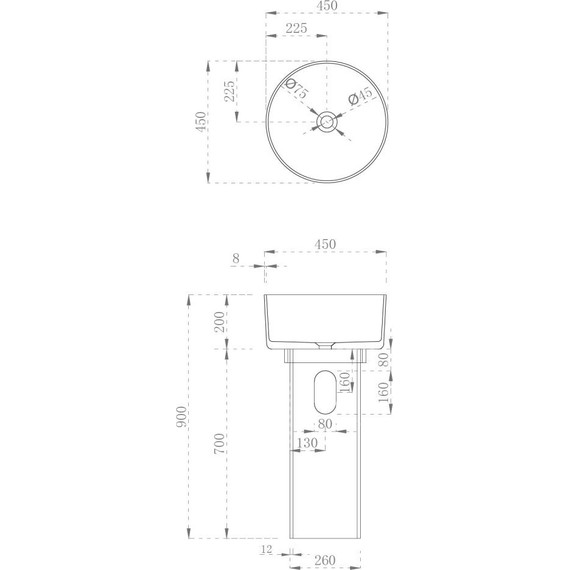 Раковина напольная прозрачная Abber Kristall 45 см AT2702Opal-H с техническим отверстием для монтажа у стены, красный - фото 3