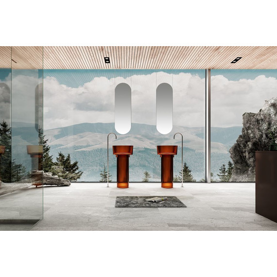 Раковина напольная прозрачная Abber Kristall 45 см AT2702Opal, красный - фото 2