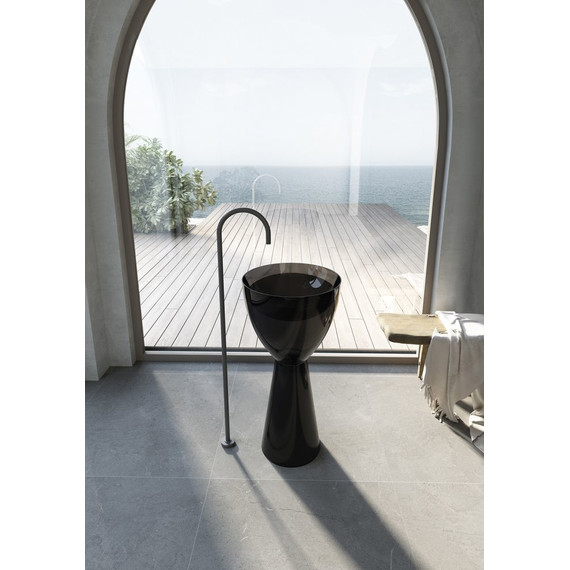 Раковина напольная прозрачная Abber Kristall 45 см AT2703Onyx, черный - фото 3