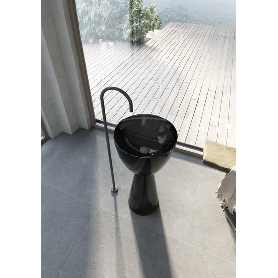 Раковина напольная прозрачная Abber Kristall 45 см AT2703Onyx, черный - фото 2