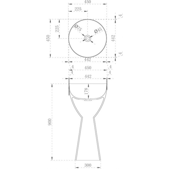 Раковина напольная прозрачная Abber Kristall 45 см AT2703Opal, красный - фото 4