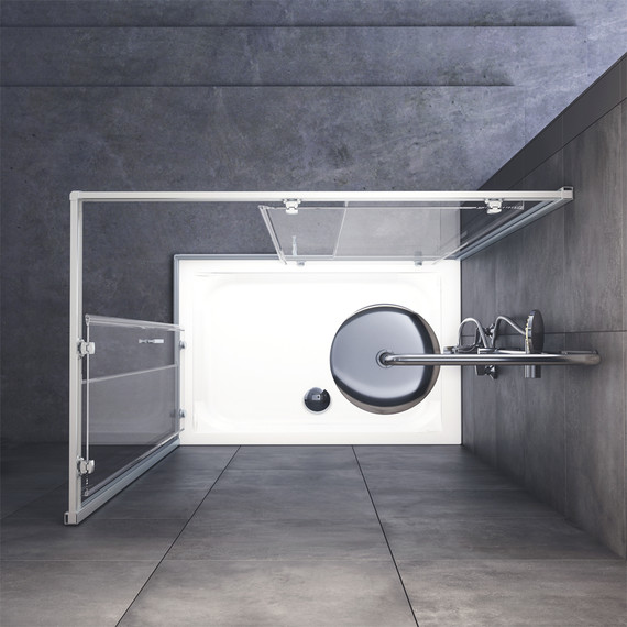 Душевое ограждение Am.Pm Gem Twin Slide 120x80 см W90G-404-120280-MT, хром/прозрачное - фото, картинка 4 Душевое ограждение Am.Pm Gem Twin Slide 120x80 см W90G-404-120280-MT, хром/прозрачное - фото 4