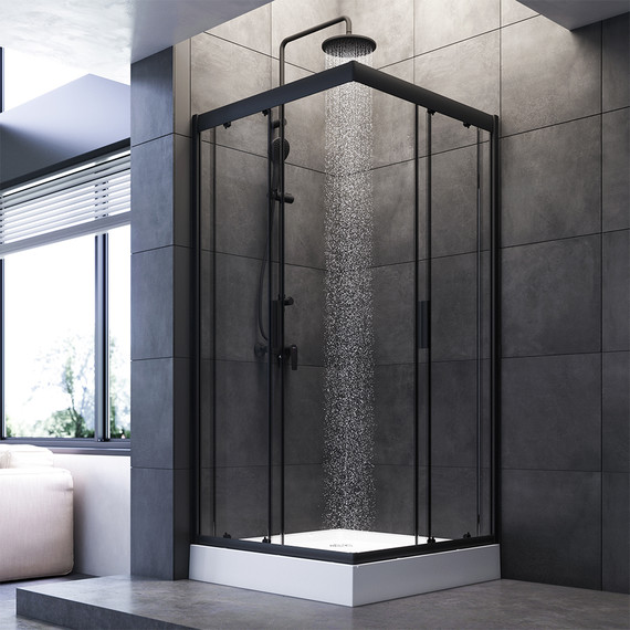 Душевое ограждение Am.Pm Gem Square Slide W90G-403-090BT, черный/прозрачное - фото 3