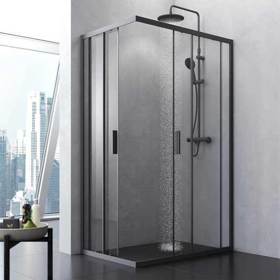 Душевое ограждение Am.Pm Gem S Twin Slide 120x80 см W93G-404-120280-BT, черный/прозрачное - фото 3