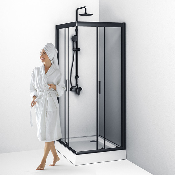 Душевое ограждение Am.Pm Gem S 100х80 см W93G-404-100280-BT, черный/прозрачное - фото 6