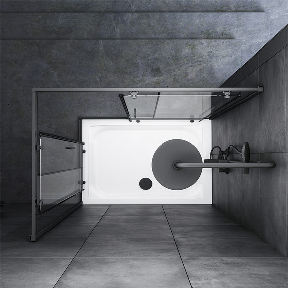 Душевое ограждение Am.Pm Gem Twin Slide 120x80 см W90G-404-120280-BT, черный/прозрачное - фото 4