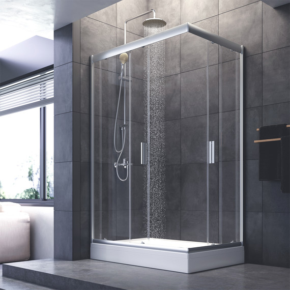 Душевое ограждение Am.Pm Gem Twin Slide 120x80 см W90G-404-120280-MT, хром/прозрачное - фото, картинка 3 Душевое ограждение Am.Pm Gem Twin Slide 120x80 см W90G-404-120280-MT, хром/прозрачное - фото 3