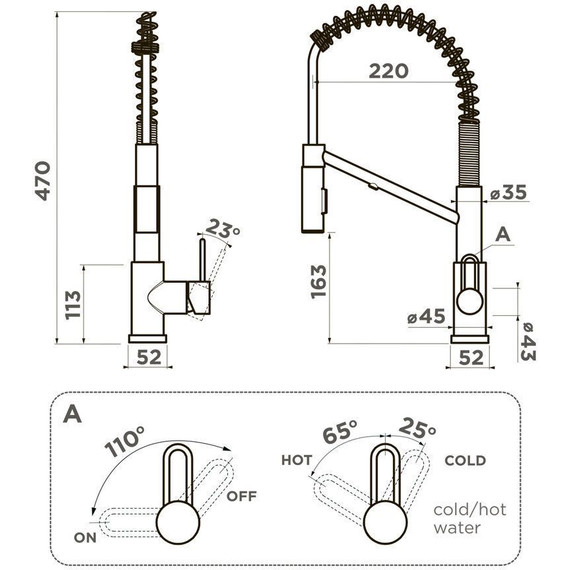 Смеситель для кухни Omoikiri Mikawa 2 PLUS-SB BN 4994452, нержавеющая сталь - фото 2